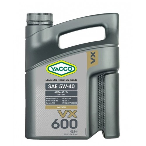 Масло моторное YACCO VX 600 5W40 (4L)